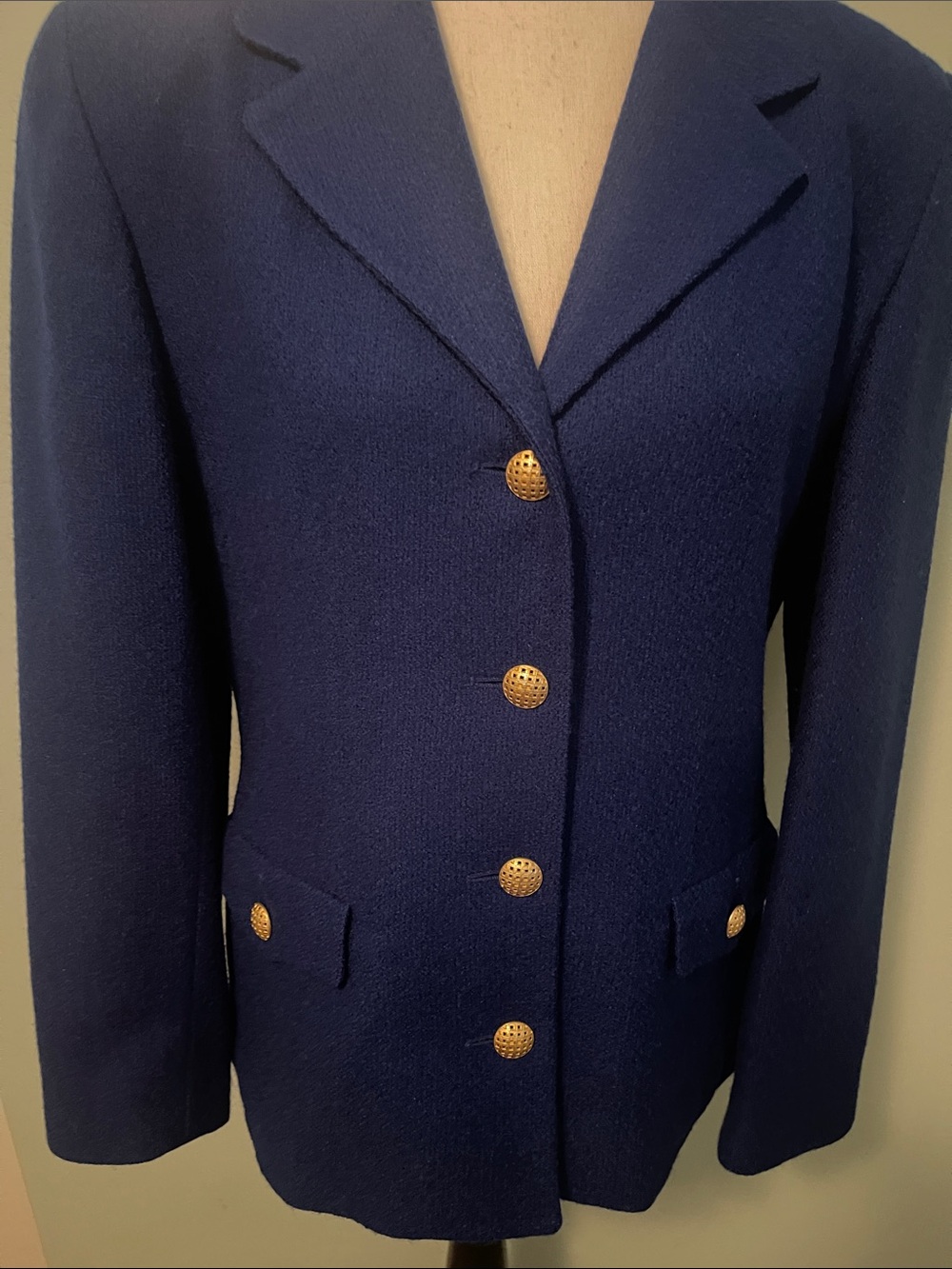 Classic Blue Women's Blazer with Gold Buttons